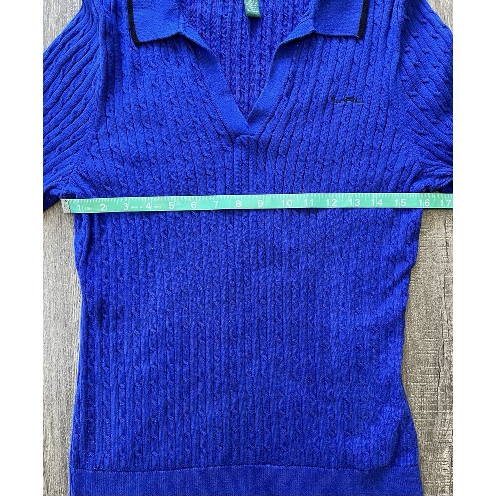 Ralph Lauren LRL Active Women’s Cable Knit Polo Sweater Top V-Neck VTG Size L - Picture 7 of 9